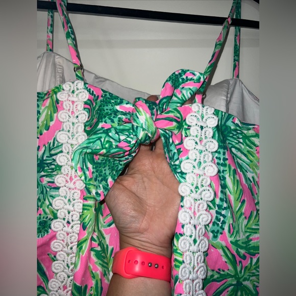 Lilly Pulitzer hanging around shelli dress size 16 green pink mini monkey - Picture 8 of 8